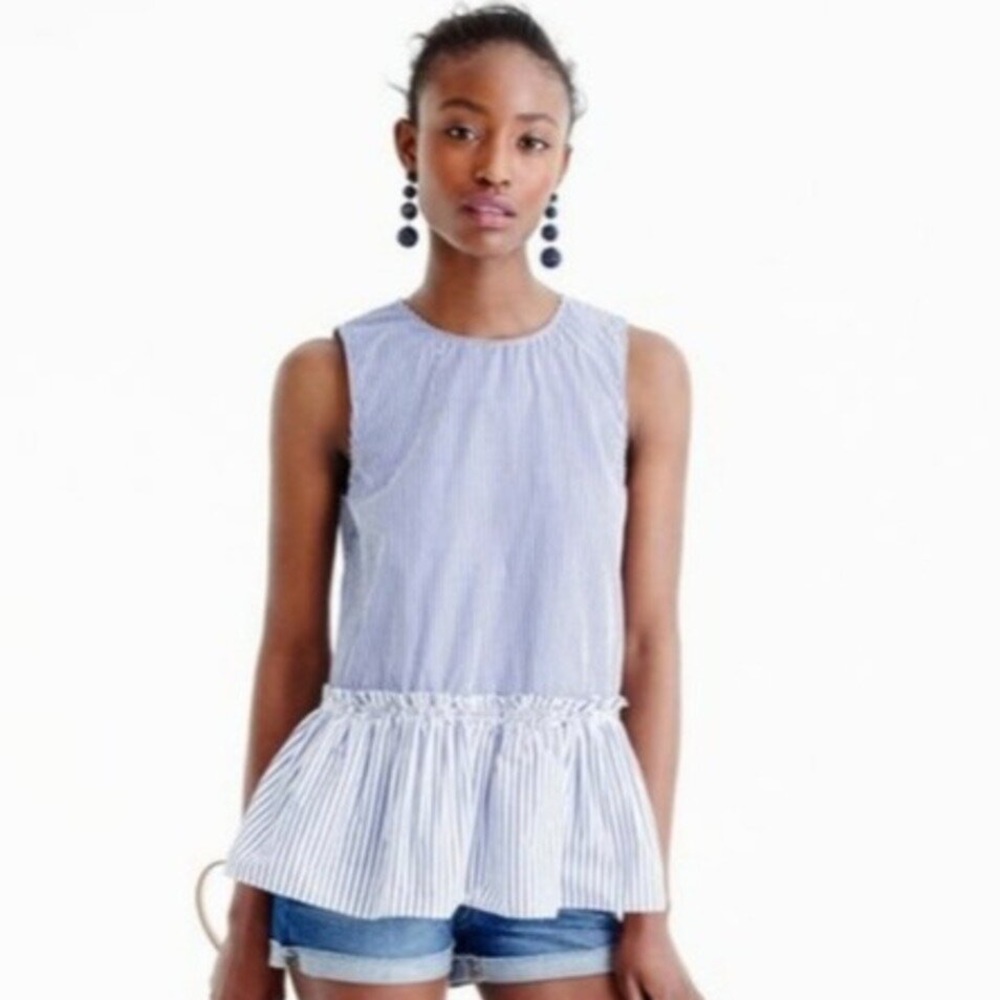 J. Crew Striped Peplum Stripe Top 00P